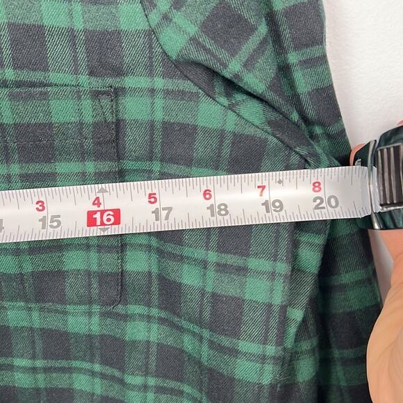 Eternal Summer blue & green plaid long sleeve button down tie neck top medium - Picture 7 of 7